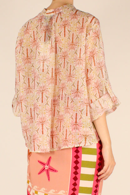 Camicia Stampa Palme Rosa