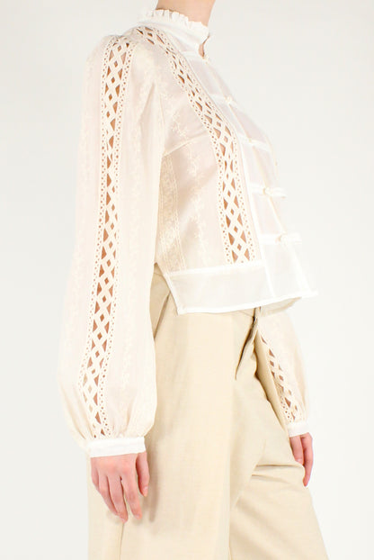 Camicia Corta Ricamata con Alamari