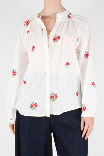 Camicia Ricamo Floreale a Punto Croce