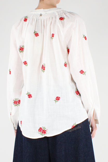 Camicia Ricamo Floreale a Punto Croce