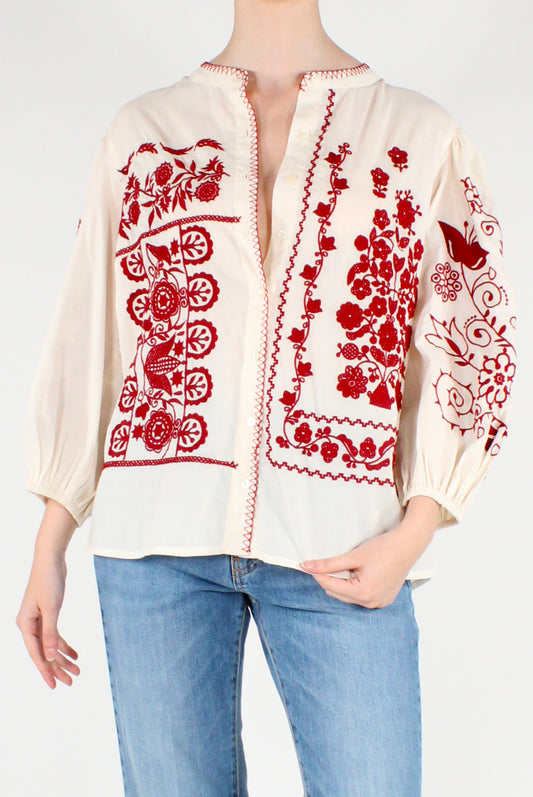 Camicia Ricamata a Contrasto