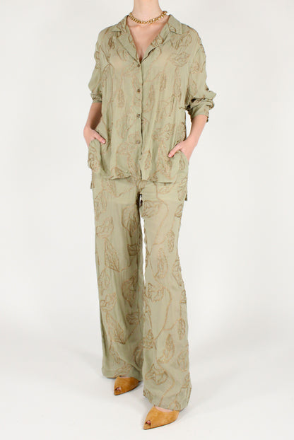 All-Over Golden Embroidery Shirt