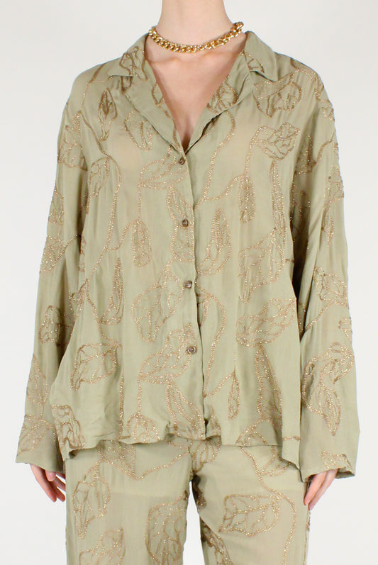 All-Over Golden Embroidery Shirt
