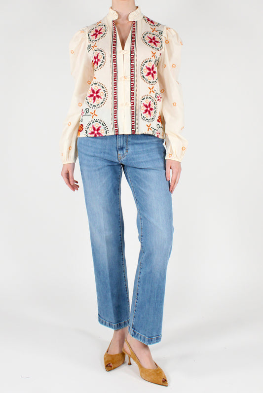 Embroidered Ruffle Shirt