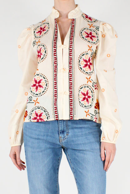 Camicia Ricamata con Rouche