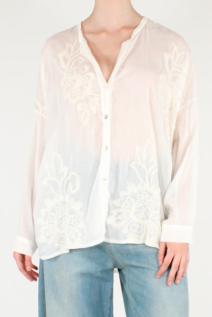 Camicia Over in Mussola con Ricami