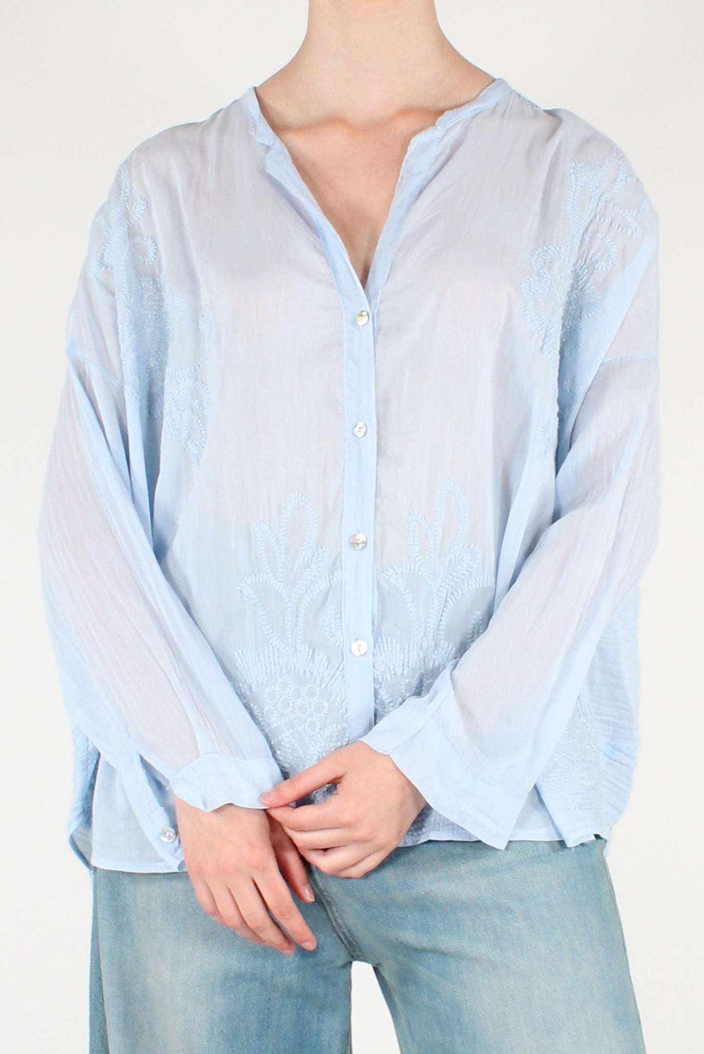 Camicia Over in Mussola con Ricami