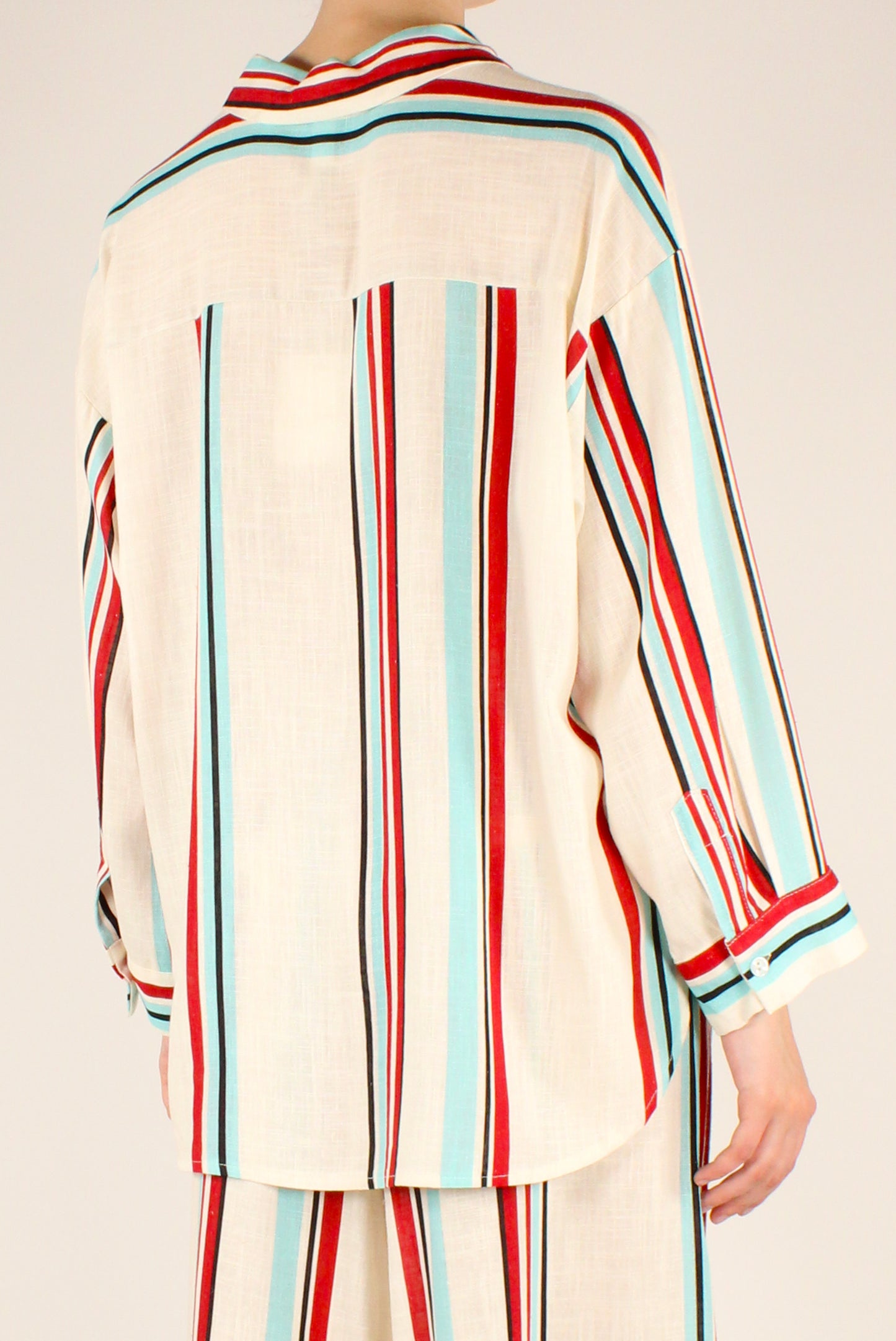Camicia Rigata in Viscosa e Lino