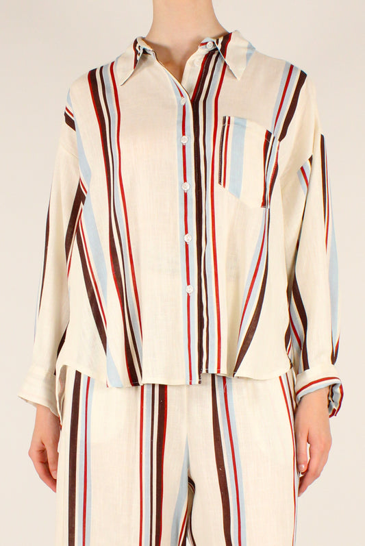 Striped Viscose and Linen Shirt