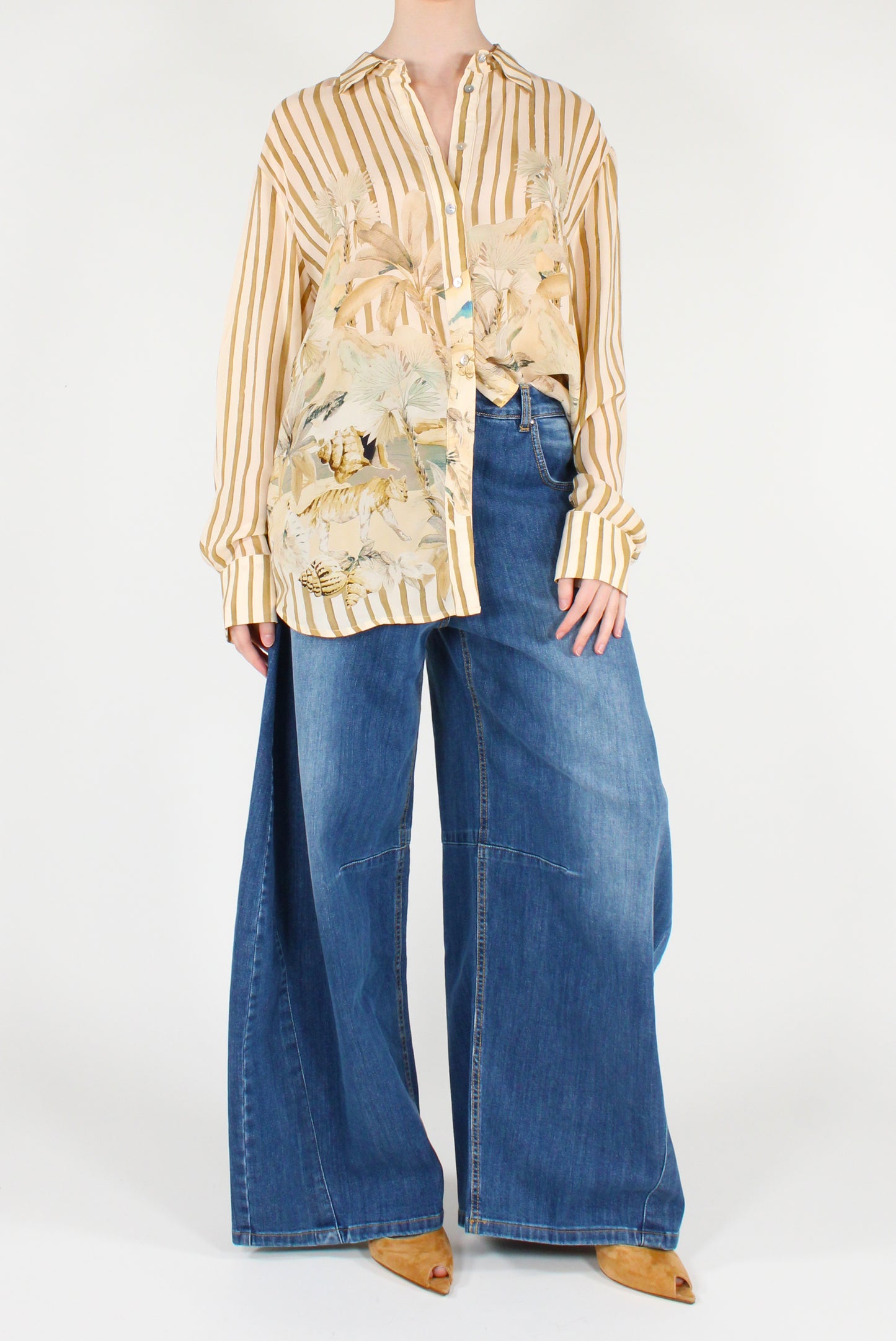 Camicia in Viscosa Stampa a Righe