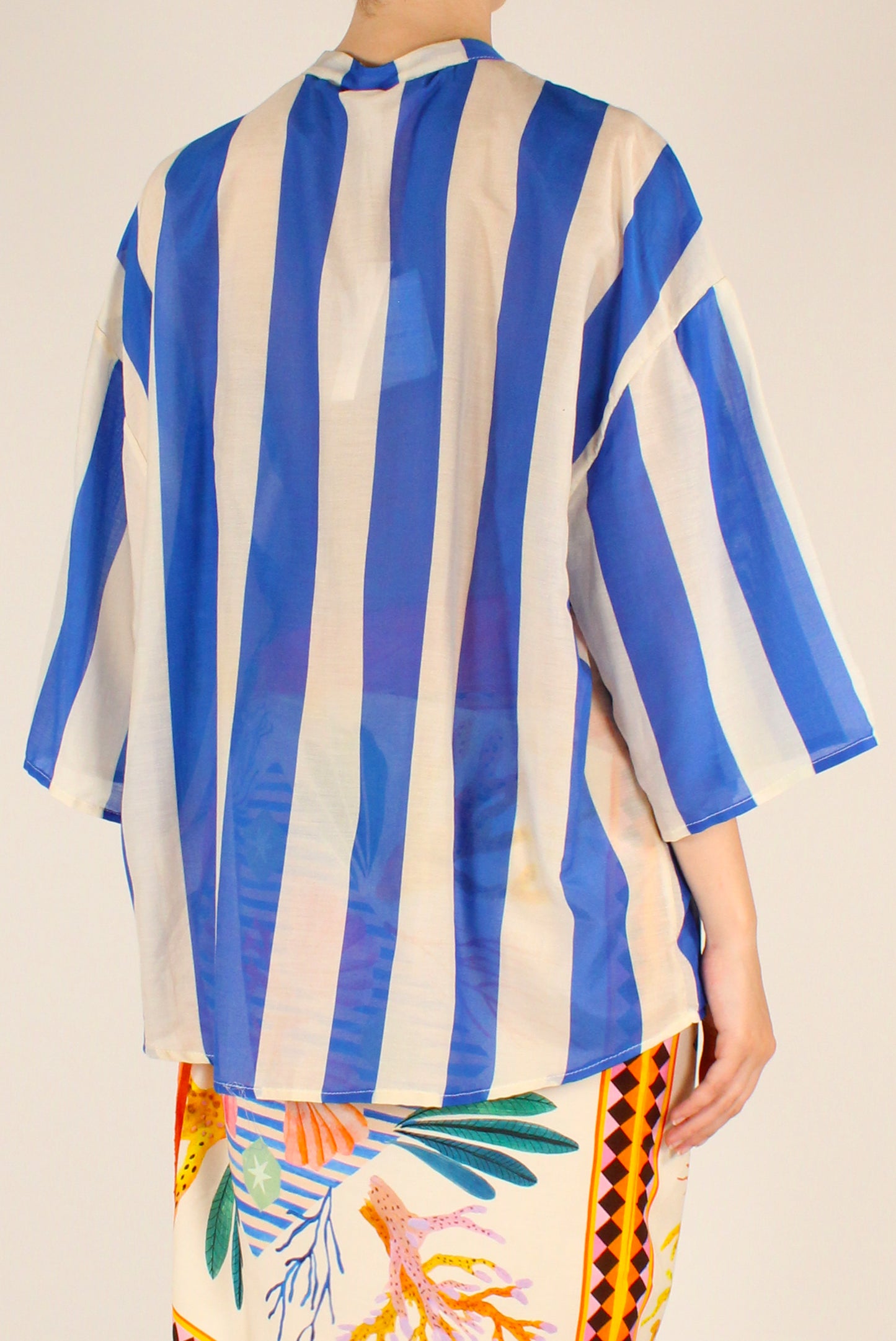 Camicia Over a Righe Bianco Blu
