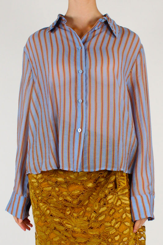 Camicia a Righe Multicolore Sfondo Celeste
