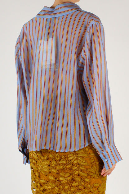 Camicia a Righe Multicolore Sfondo Celeste