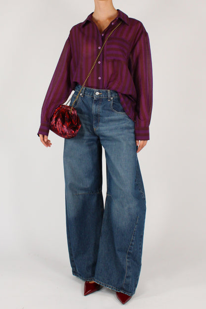 Camicia a Righe con Tasca in Lyocell