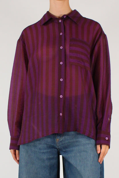 Camicia a Righe con Tasca in Lyocell