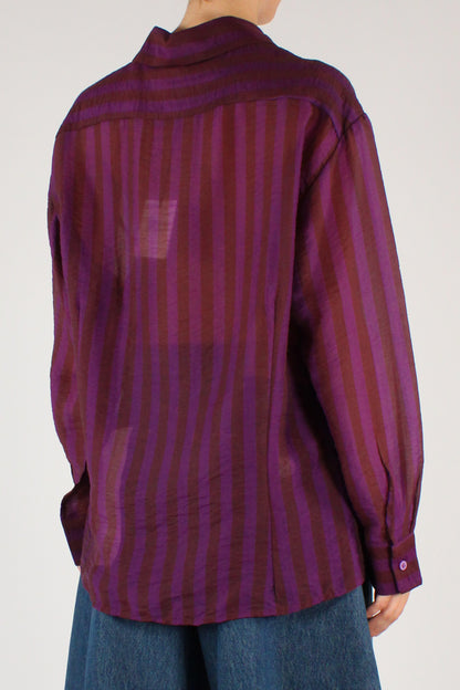 Camicia a Righe con Tasca in Lyocell