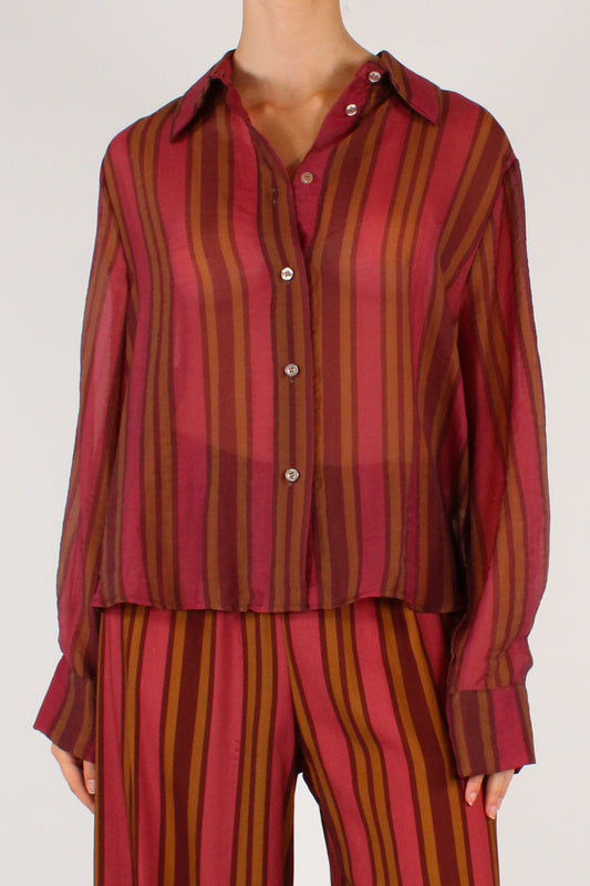 Camicia a Righe Multicolore Bordeaux