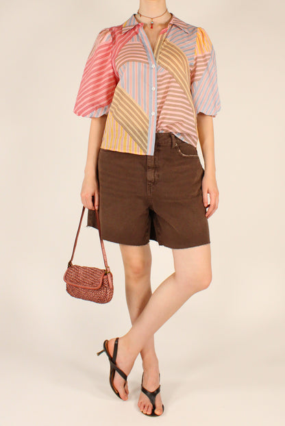 Camicia a Righe Effetto Patchwork