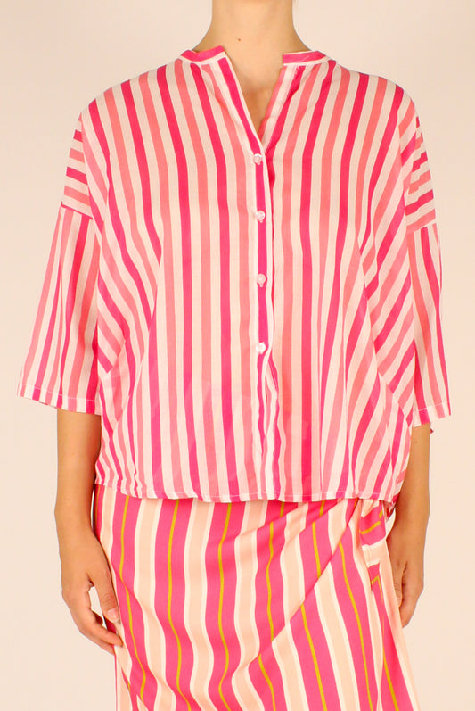Camicia Over a Righe Rosa