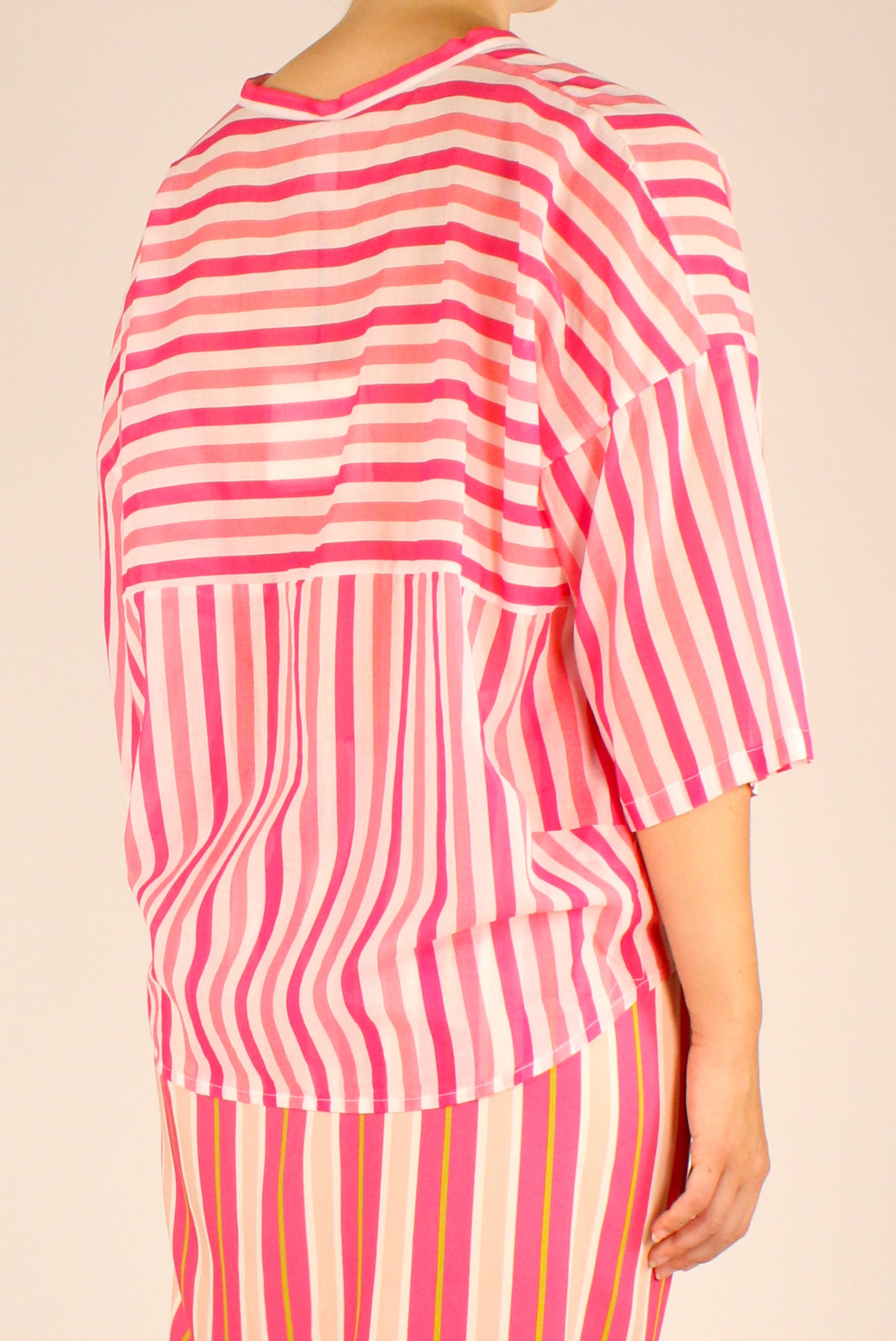 Camicia Over a Righe Rosa