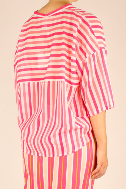 Camicia Over a Righe Rosa