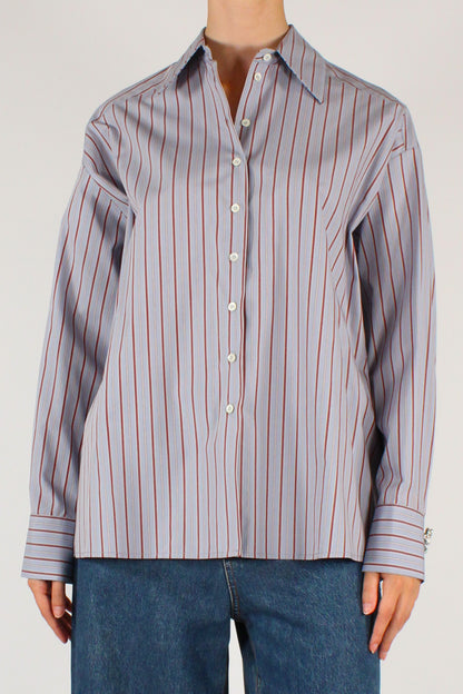 Camicia Rigata Spille in Strass