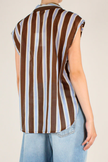 Camicia Smanicata a Righe in Mussola