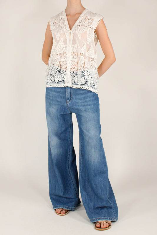 Camicia Smanicata in Pizzo con Alamari