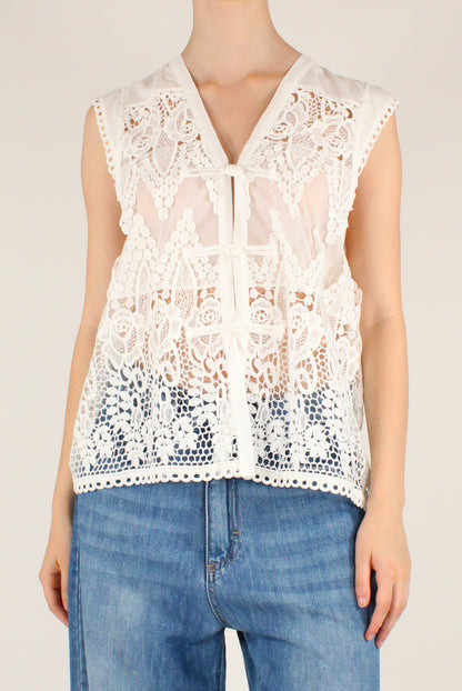 Camicia Smanicata in Pizzo con Alamari