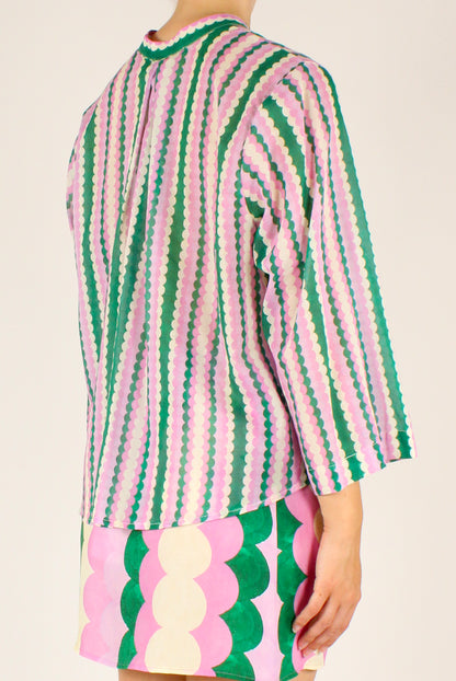 Camicia Coreana Fantasia Geometrica a Tre Colori