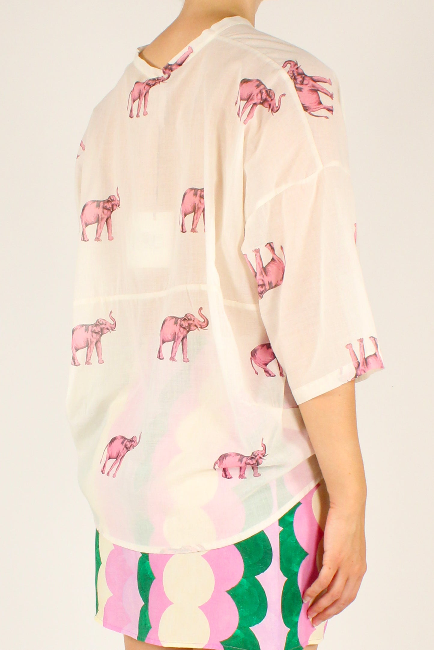 Camicia Over Stampa Elefanti