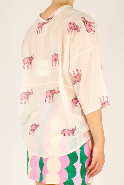 Camicia Over Stampa Elefanti