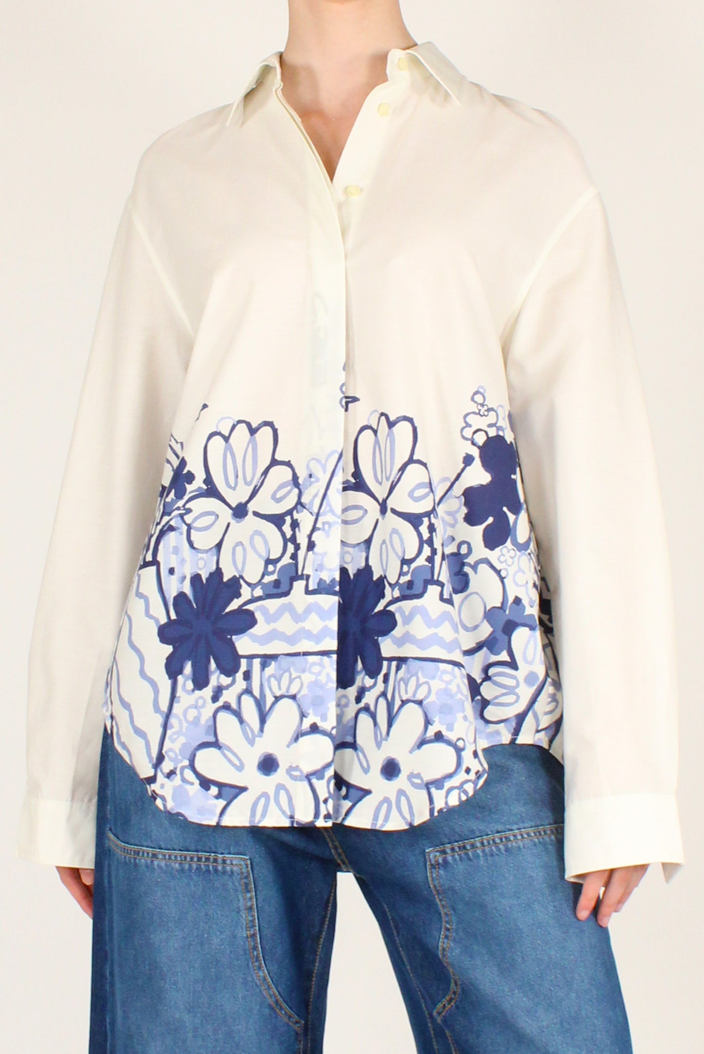 Camicia Stampa Floreale sul Fondo