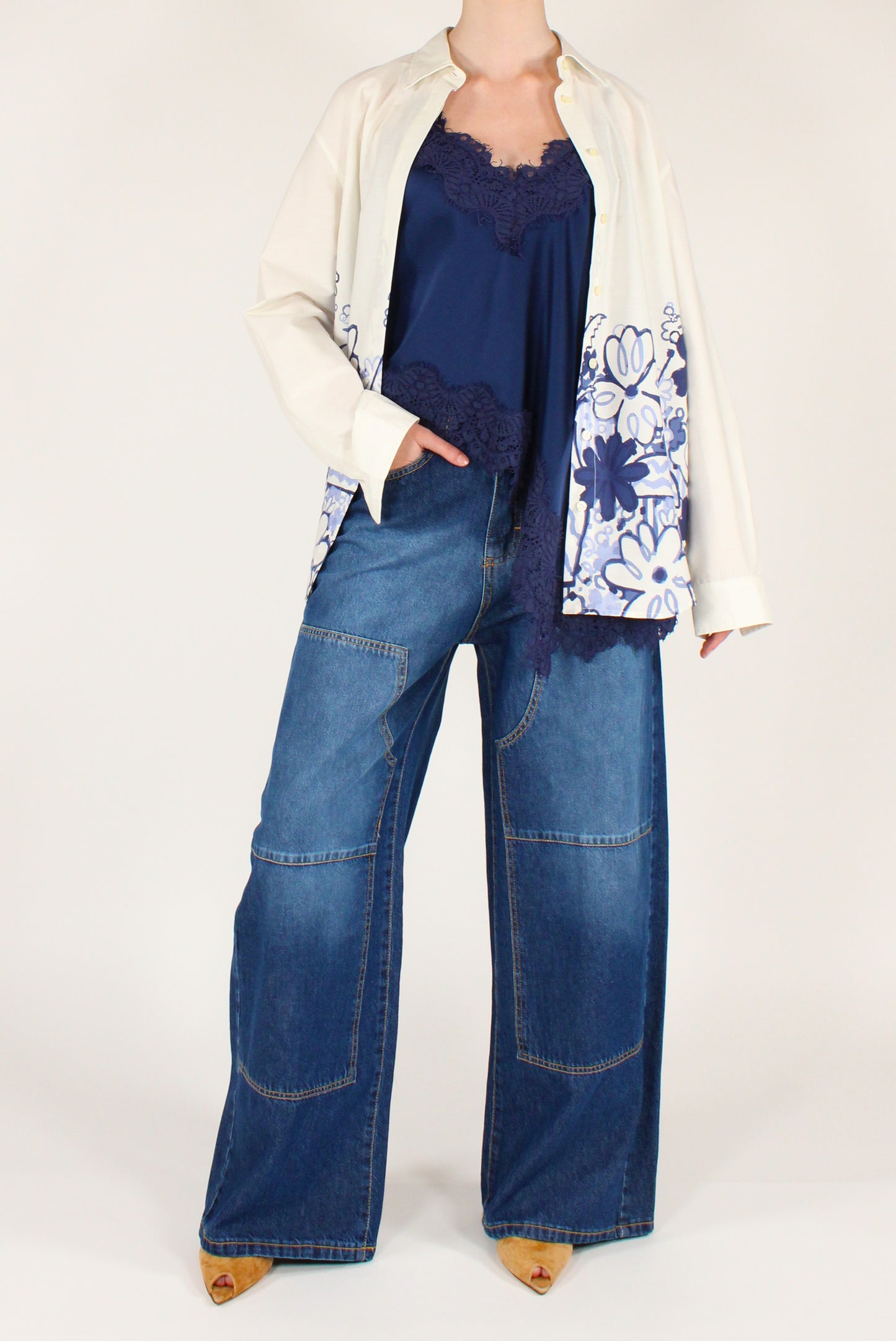 Camicia Stampa Floreale sul Fondo