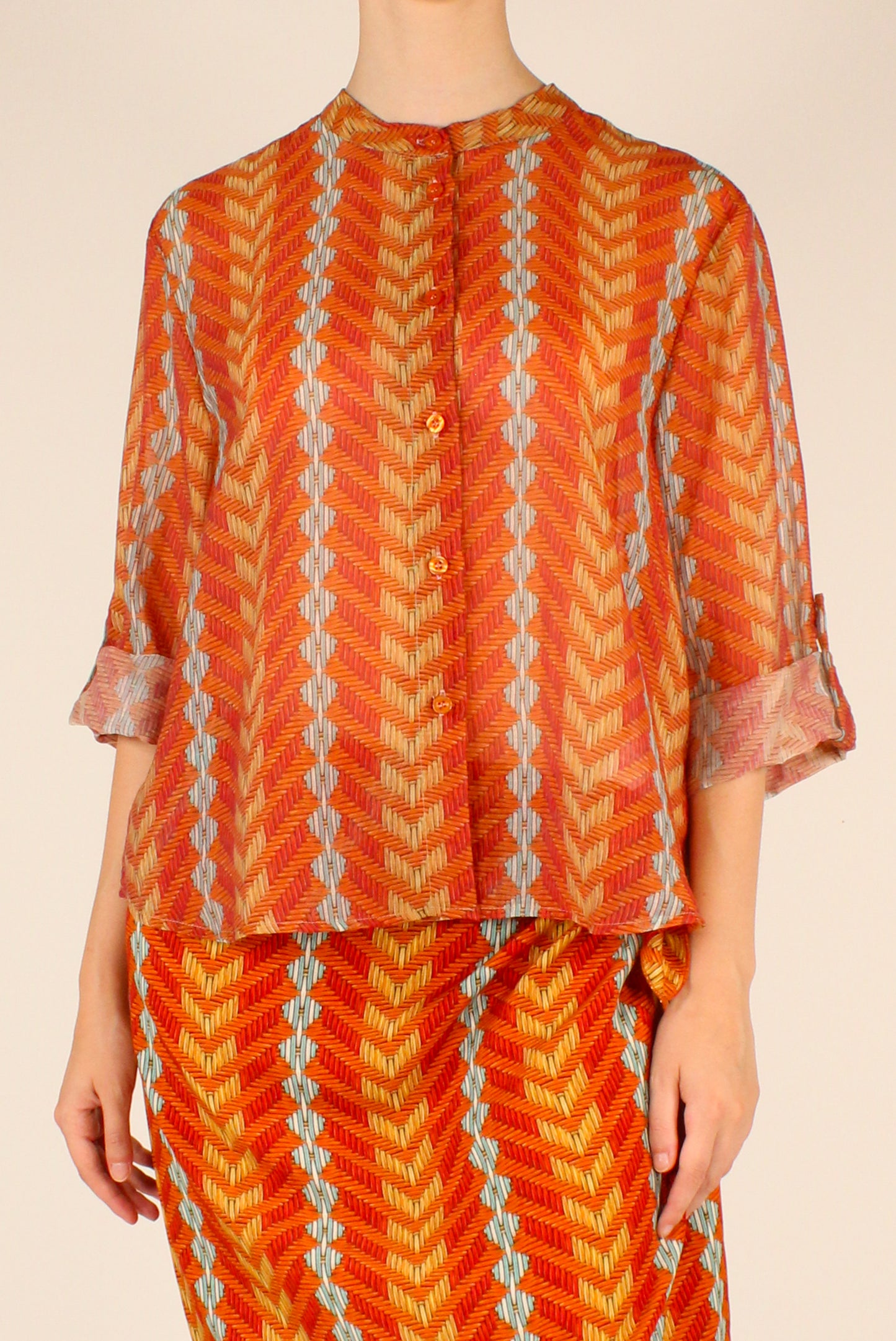 Camicia in Mussola Stampa Intrecciata