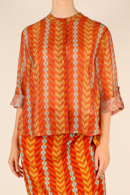 Camicia in Mussola Stampa Intrecciata