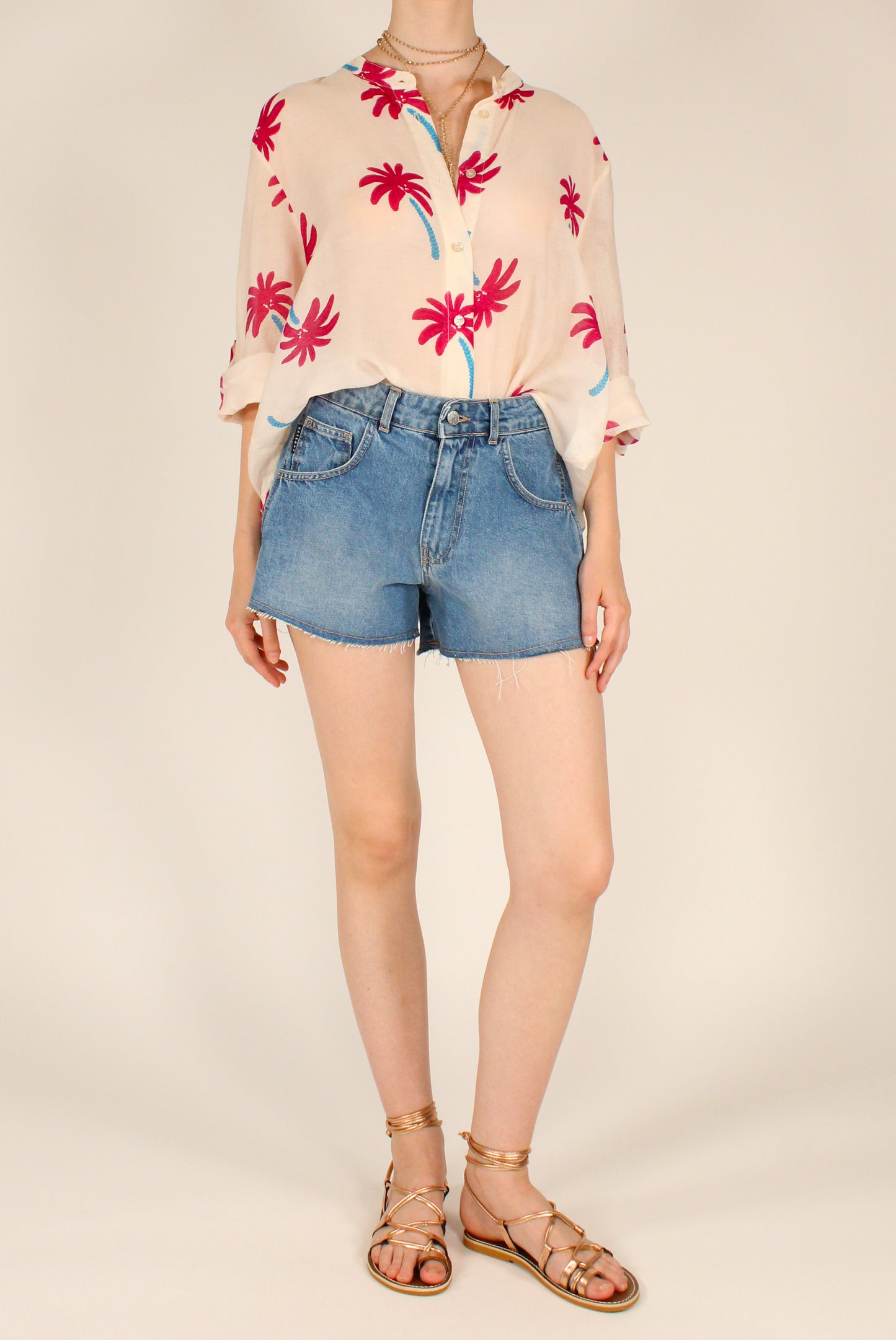 Camicia Stampa Palme in Mussola