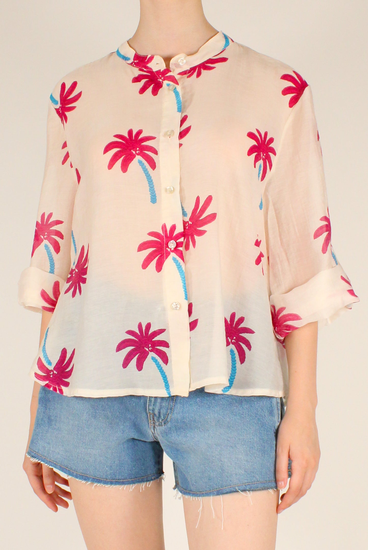 Camicia Stampa Palme in Mussola
