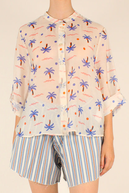 Camicia Stampa Palme Bluette
