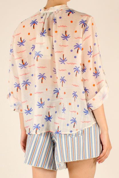 Camicia Stampa Palme Bluette