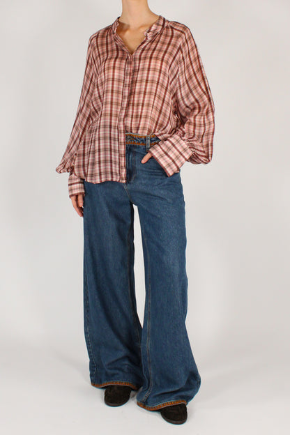 Camicia Stampa Tartan Misto Viscosa e Lana