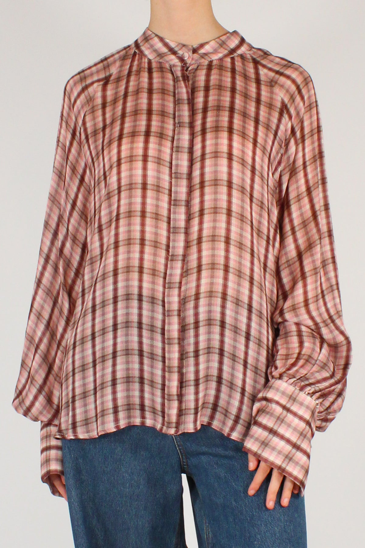 Camicia Stampa Tartan Misto Viscosa e Lana