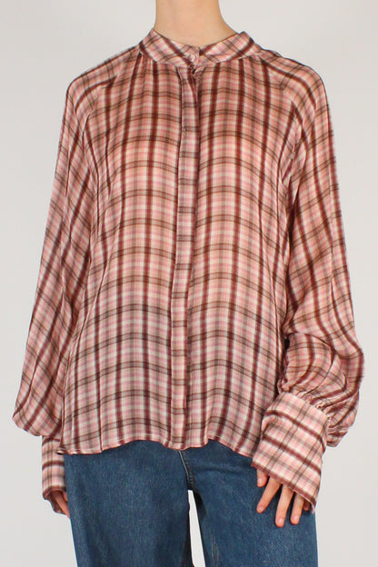 Camicia Stampa Tartan Misto Viscosa e Lana