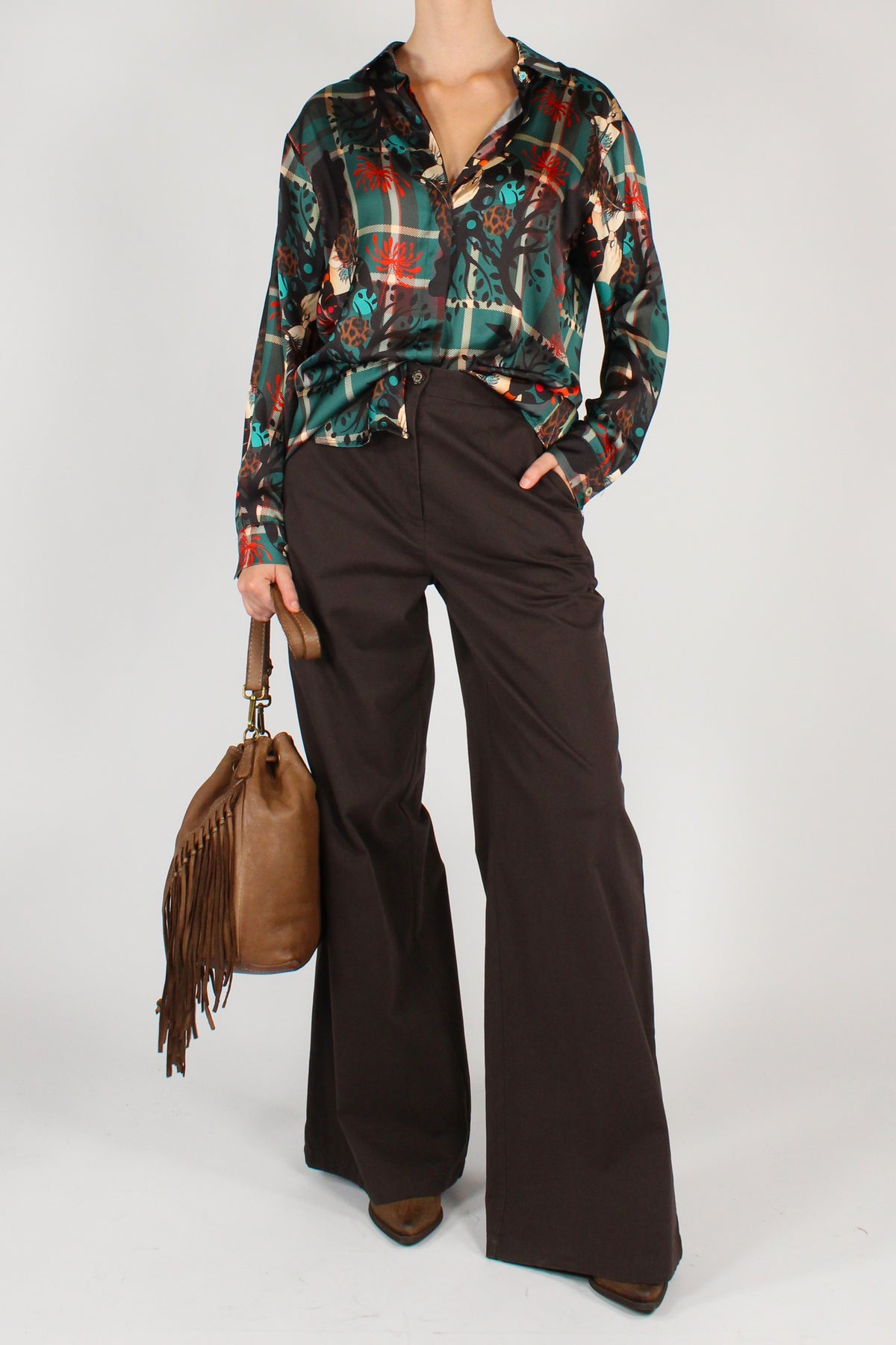 Camicia Stampa Tartan Dama Verde