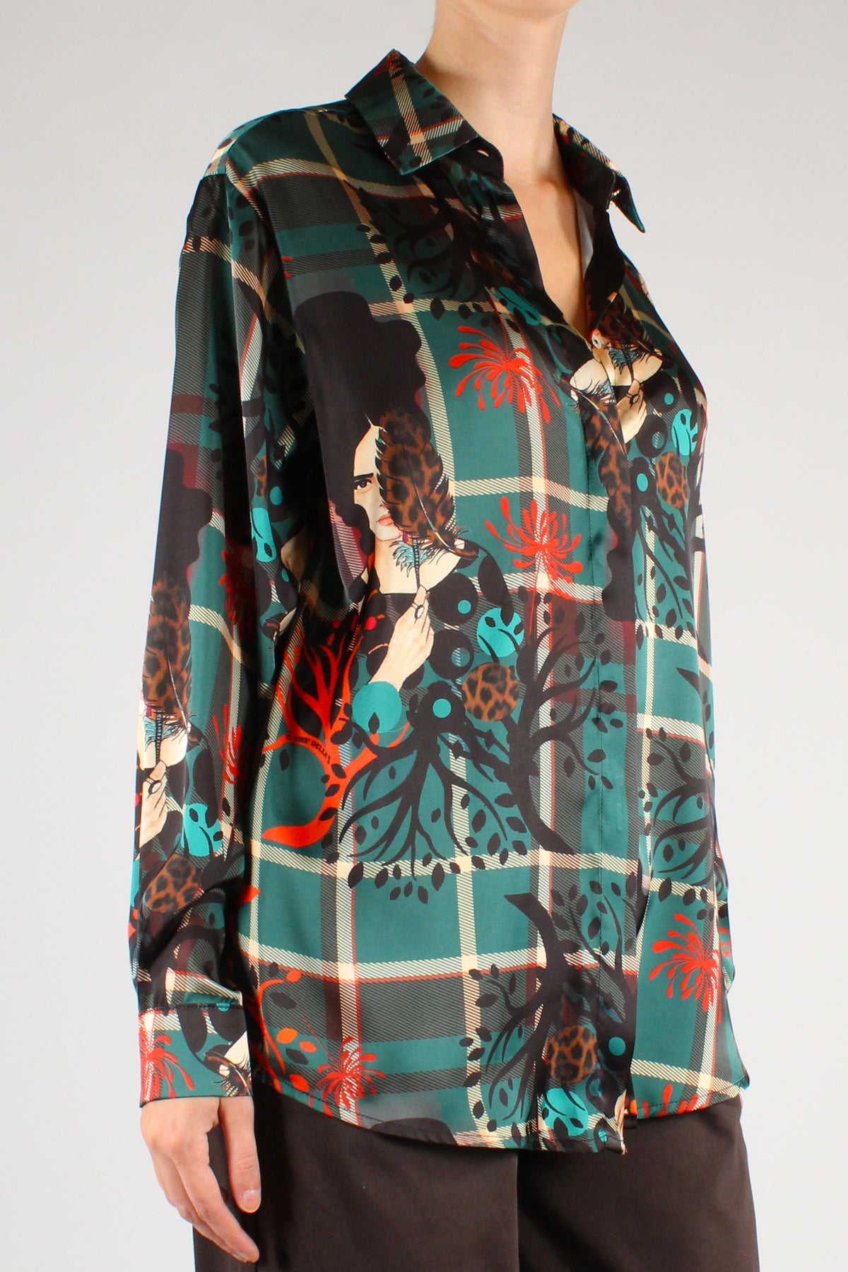 Camicia Stampa Tartan Dama Verde