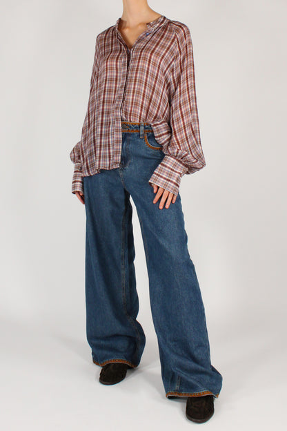 Camicia Stampa Tartan Misto Viscosa e Lana
