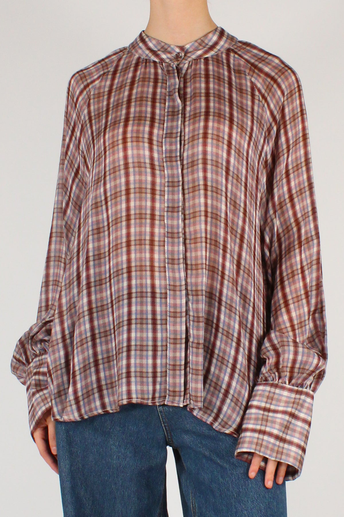 Camicia Stampa Tartan Misto Viscosa e Lana