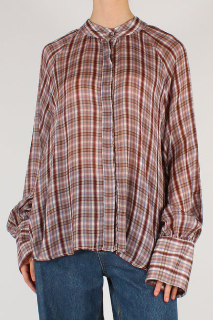 Camicia Stampa Tartan Misto Viscosa e Lana