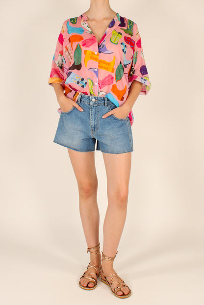 Camicia Over Stampa Stivali