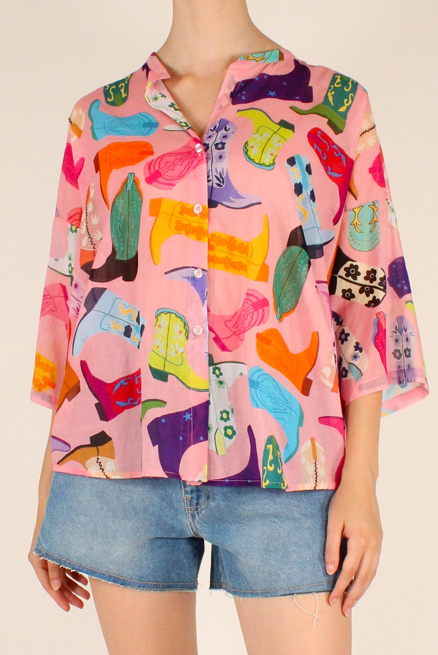 Camicia Over Stampa Stivali